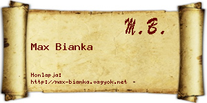Max Bianka névjegykártya